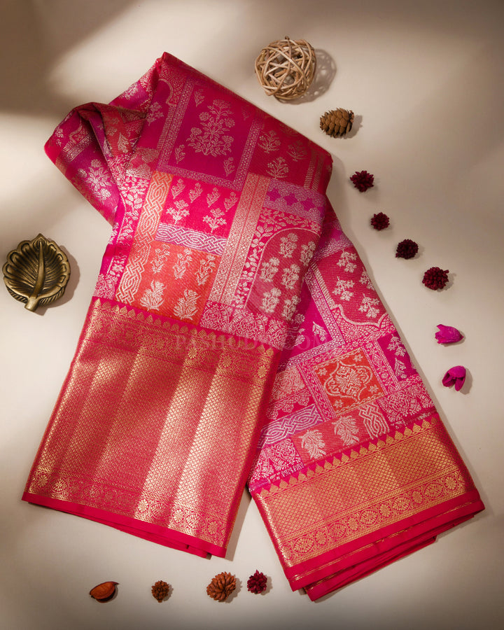 Multicolour Pure Zari Kanjivaram Silk Saree - P110 - View 1