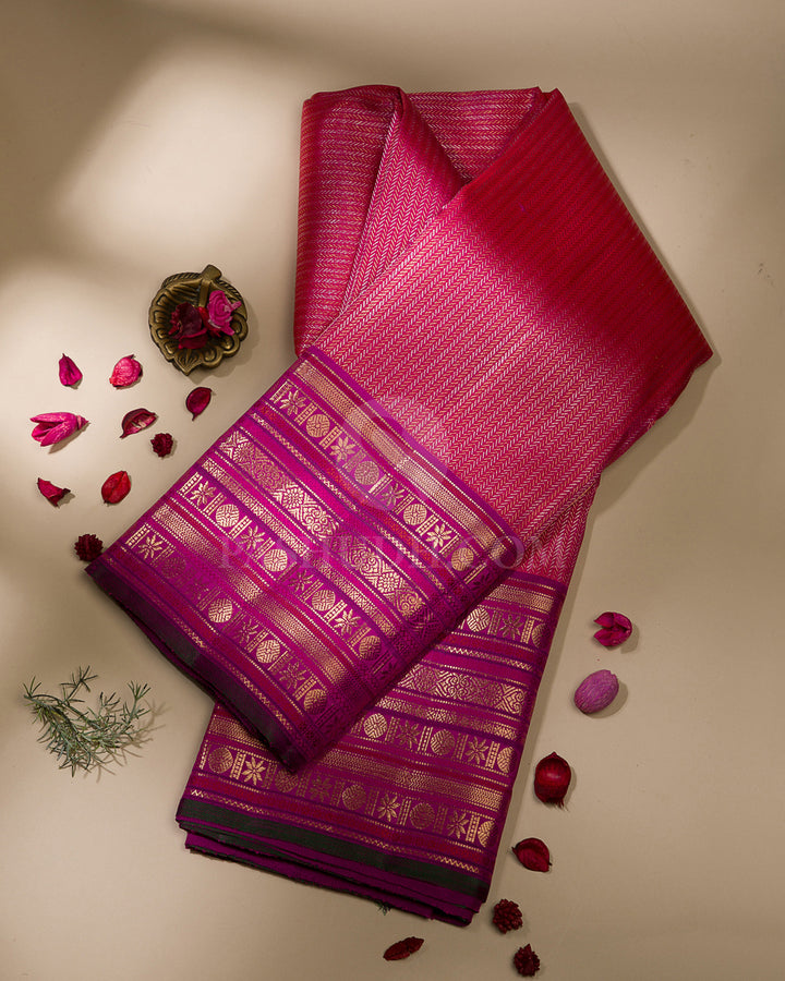 Rani Pink And Violet Kanjivaram Silk Saree - S1062(C)