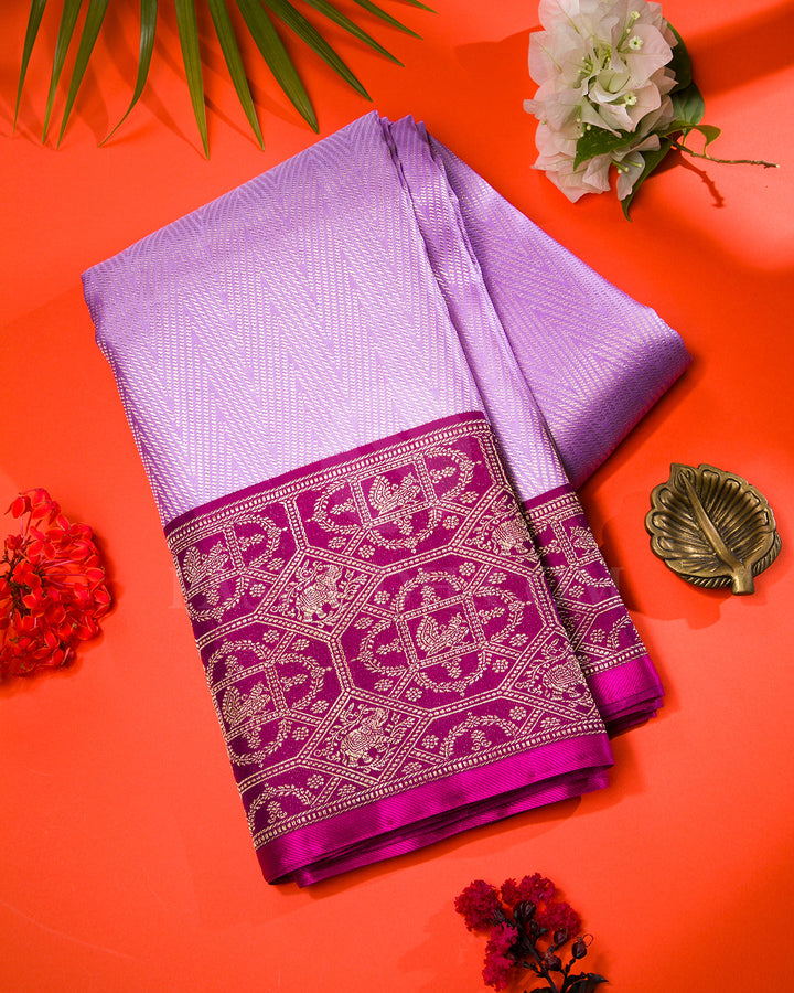 Lavender And Magenta Kanjivaram Silk Saree - S1266(B)