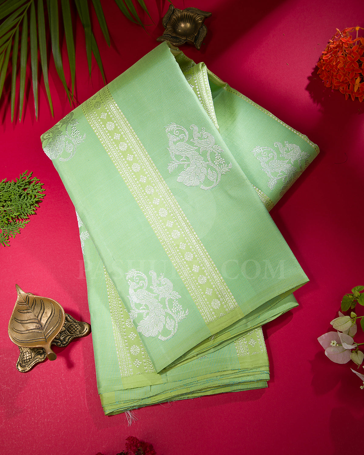 Pear Green And Grey Traditional Kanjivaram Silk Saree - SVJ46