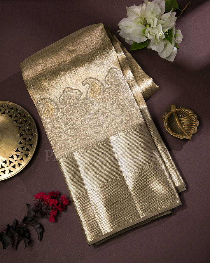 Gold Silver Organza Shimmer Kanjivaram Silk Saree - S1286(B)