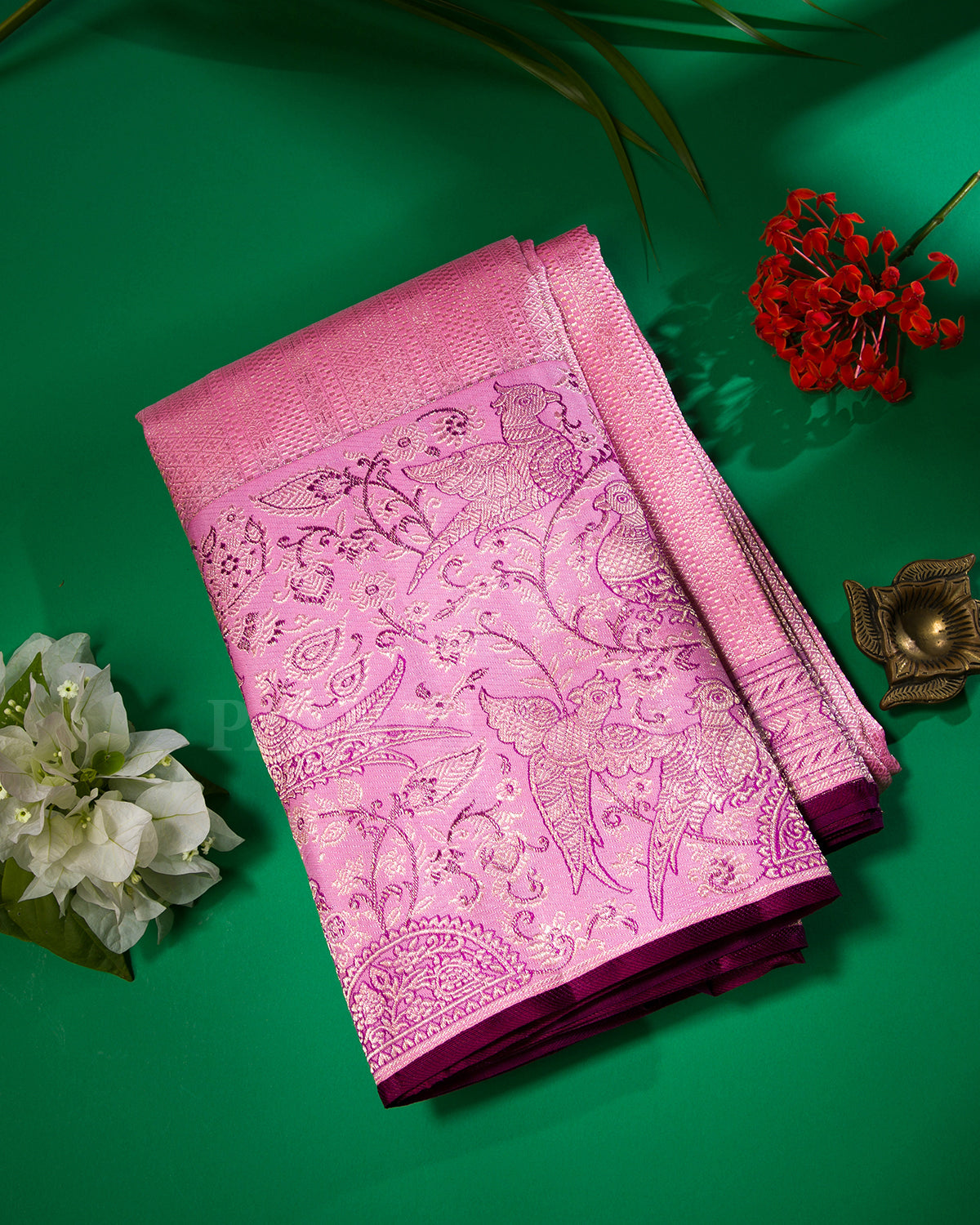 Baby Pink and Lavender Kanjivaram Silk Saree - S1274(B)