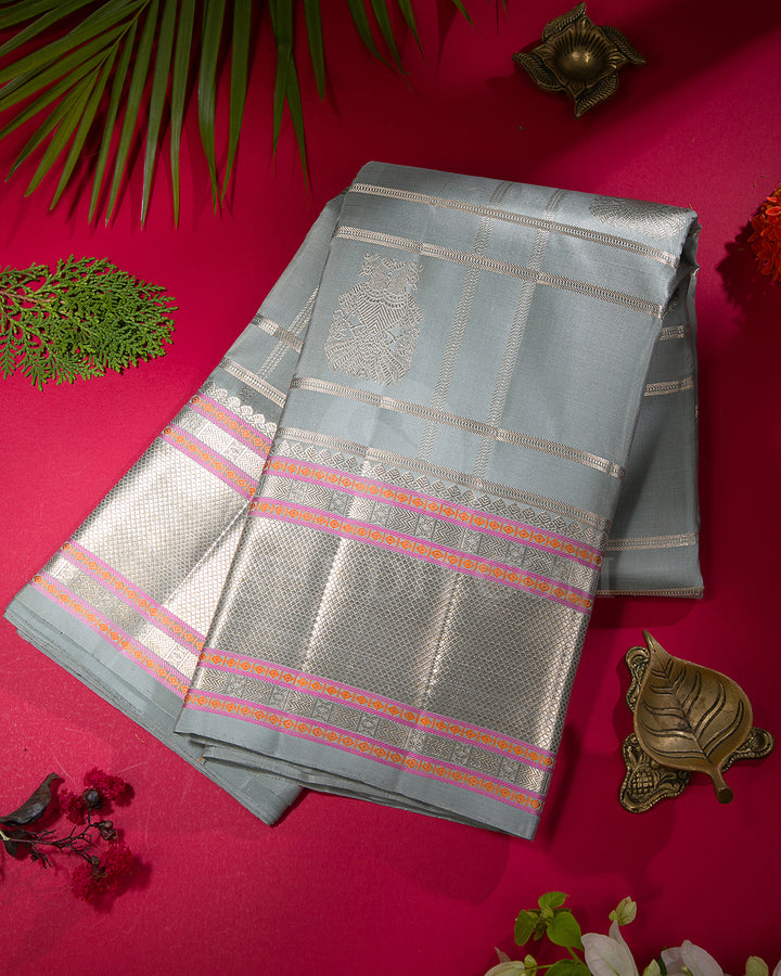 Grey Traditional Kanjivaram Silk Saree - SVJ44