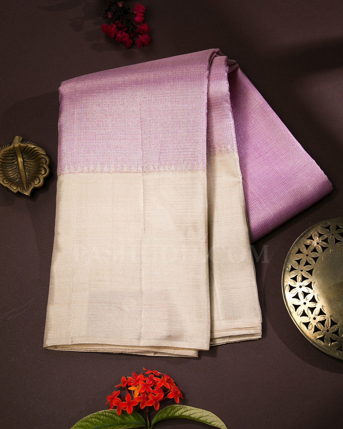 Baby Pink And Cream Shimmer Kanjivaram Silk Saree - S1311(A)