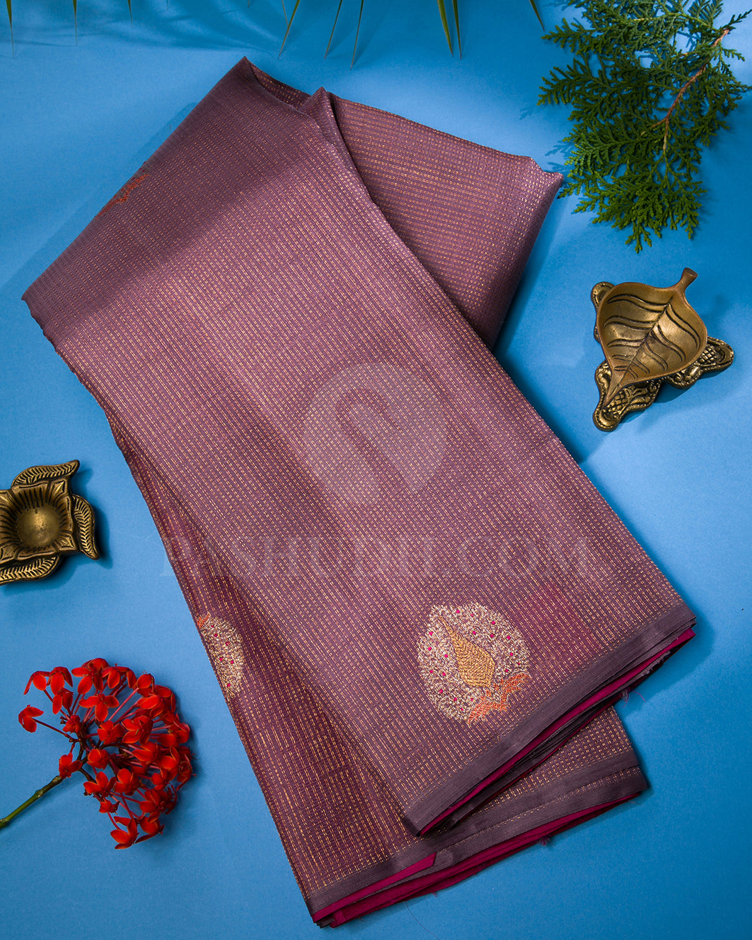 Heather Purple And Rani Pink Borderless Kanjivaram Silk Saree - S1314(A)