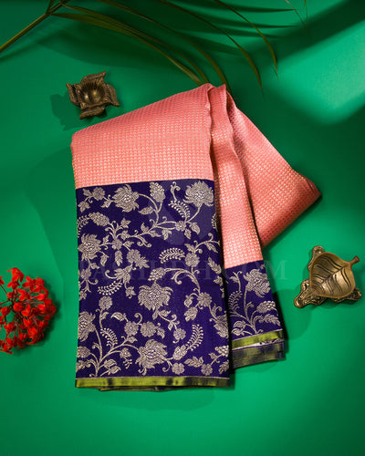 Peach and Royal Blue Kanjivaram Silk Saree - S1070(D)