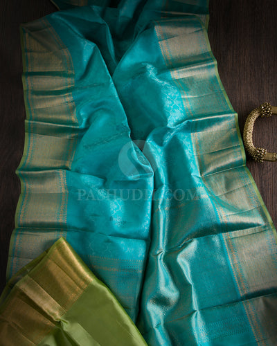 Aqua Blue kanjivaram Silk Saree - DJ272(B)