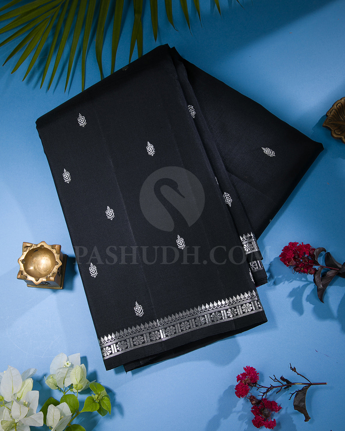 Black And Rose Pink Traditional Kanjivaram Silk Saree - SVJ43