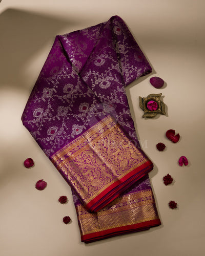 Purple & Green Kanjivaram Silk Saree - S1140(A)