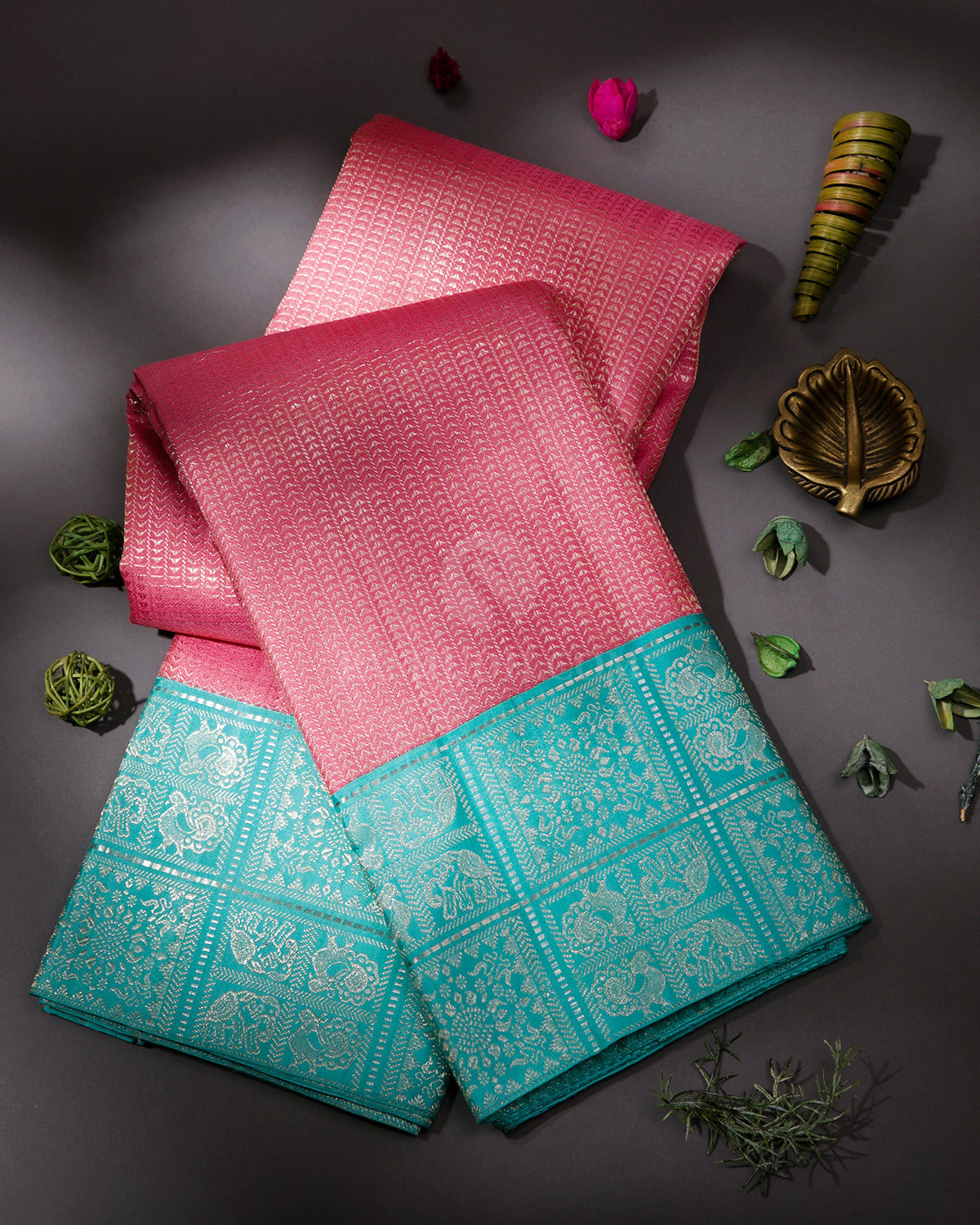 Light Pink & Anandha Kanjivaram Silk Saree - S760- View 1