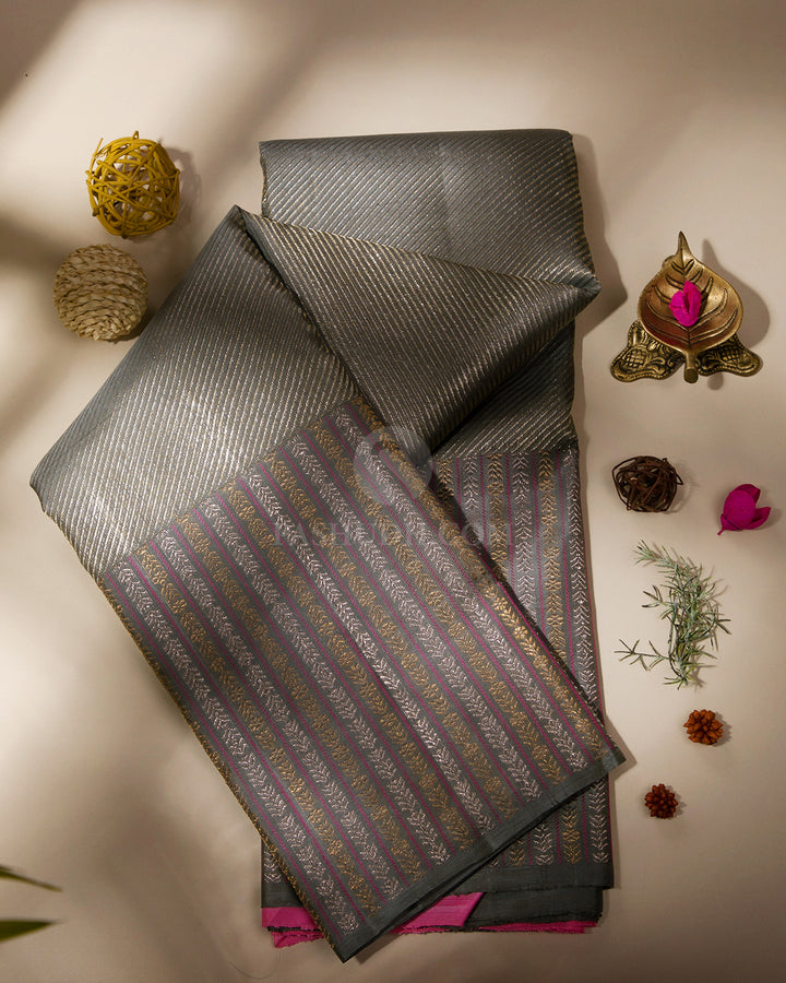 Grey Kanjivaram Silk Saree - S768 - vIEW 1
