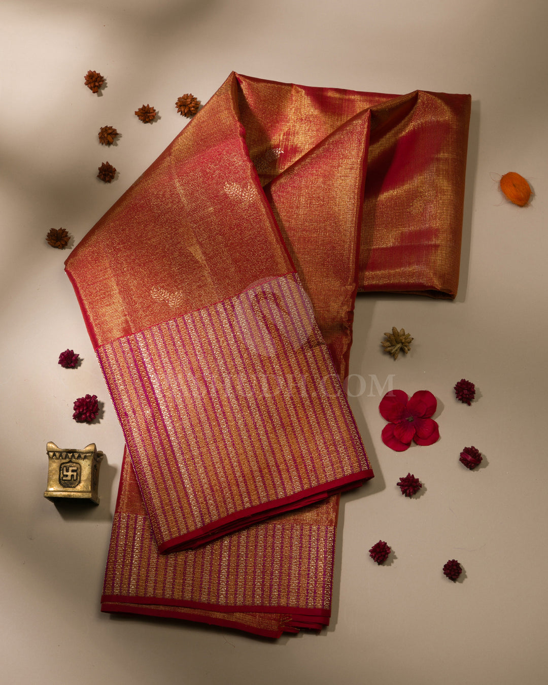 Red Tissue Kanjivaram Silk Saree - S1066(A)