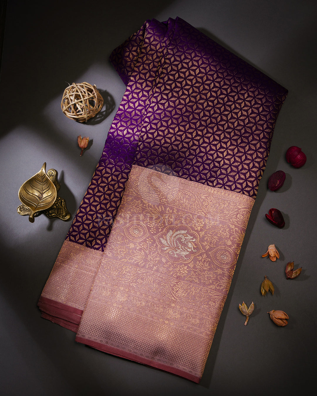 Royal Violet Pure Zari Kanjivaram Silk Saree - S718 - View 1