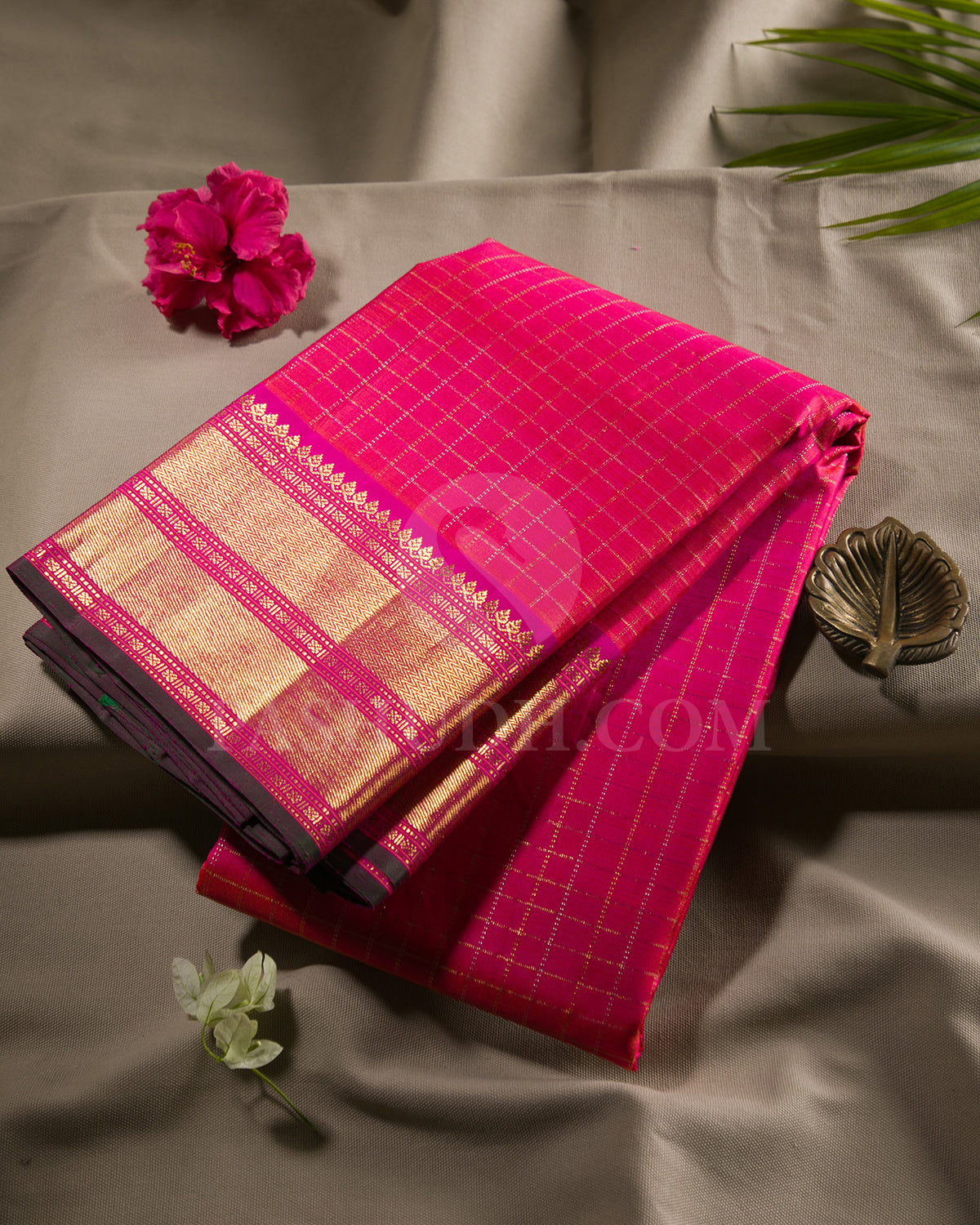 Dual Shaded Rani Pink Traditonal Kanjivaram Silk Saree - SVJ85