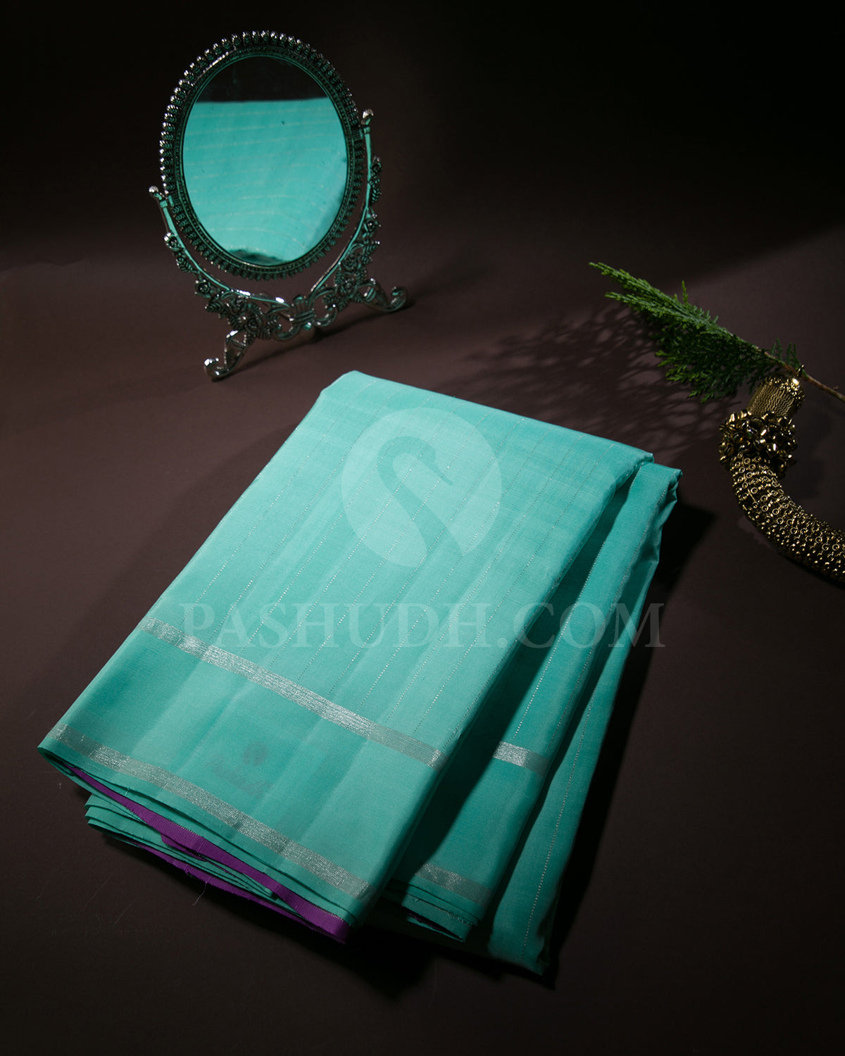 Cyan And Lavender Traditional Kanjivaram Silk Saree - SVJ87