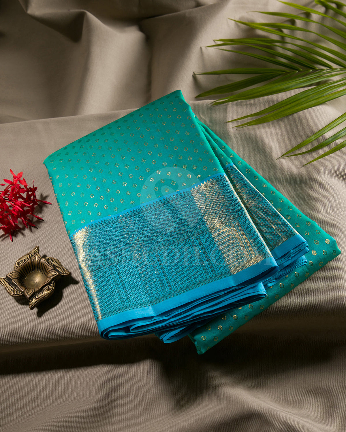 Sea Green And Anandha Blue Traditional Kanjivaram Silk Saree - SVJ90