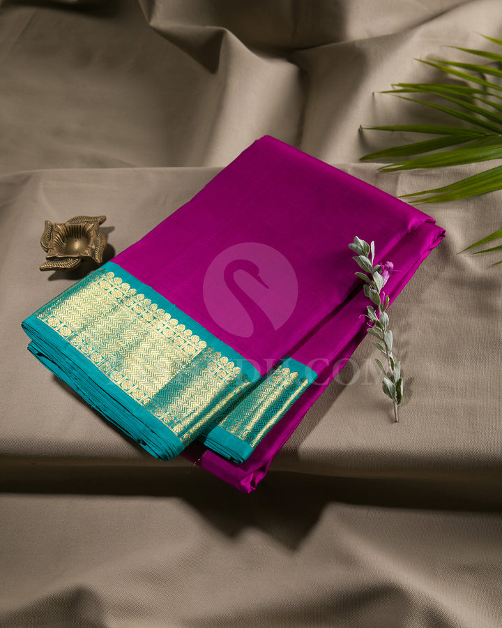 Violet and Anandha Blue Traditional Kanjivaram Silk Saree - SVJ70