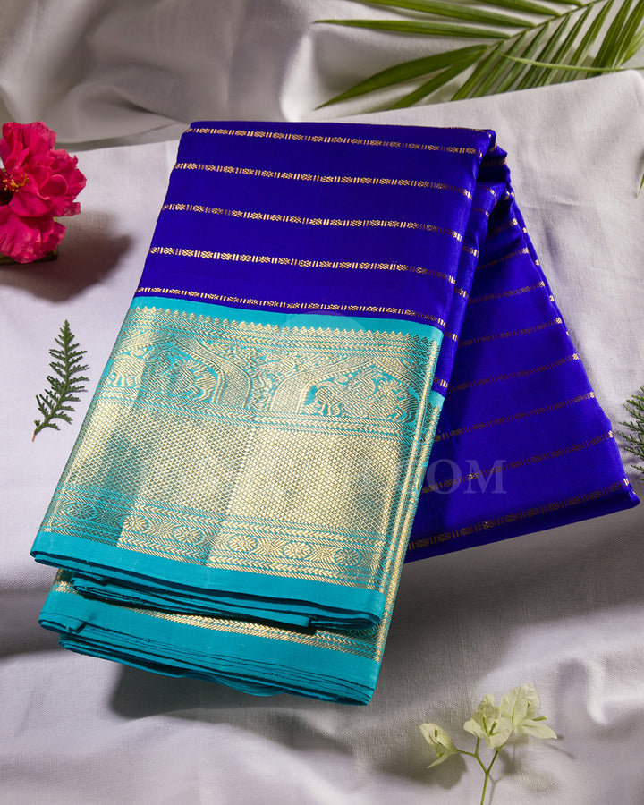 Bright Blue And Sky Blue Traditional Kanjivaram Silk Saree - SVJ63