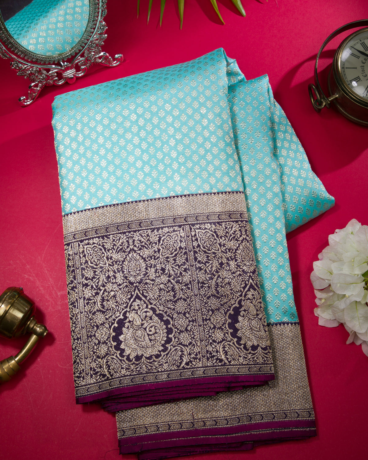 Sky Blue And Purple Kanjivaram Silk Saree - S1239( C )