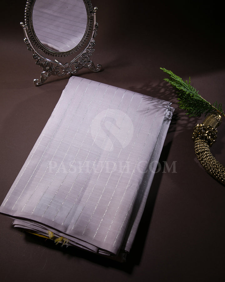 Grey And Mustard borderless Traditional Kanjivaram Silk Saree - SVJ80