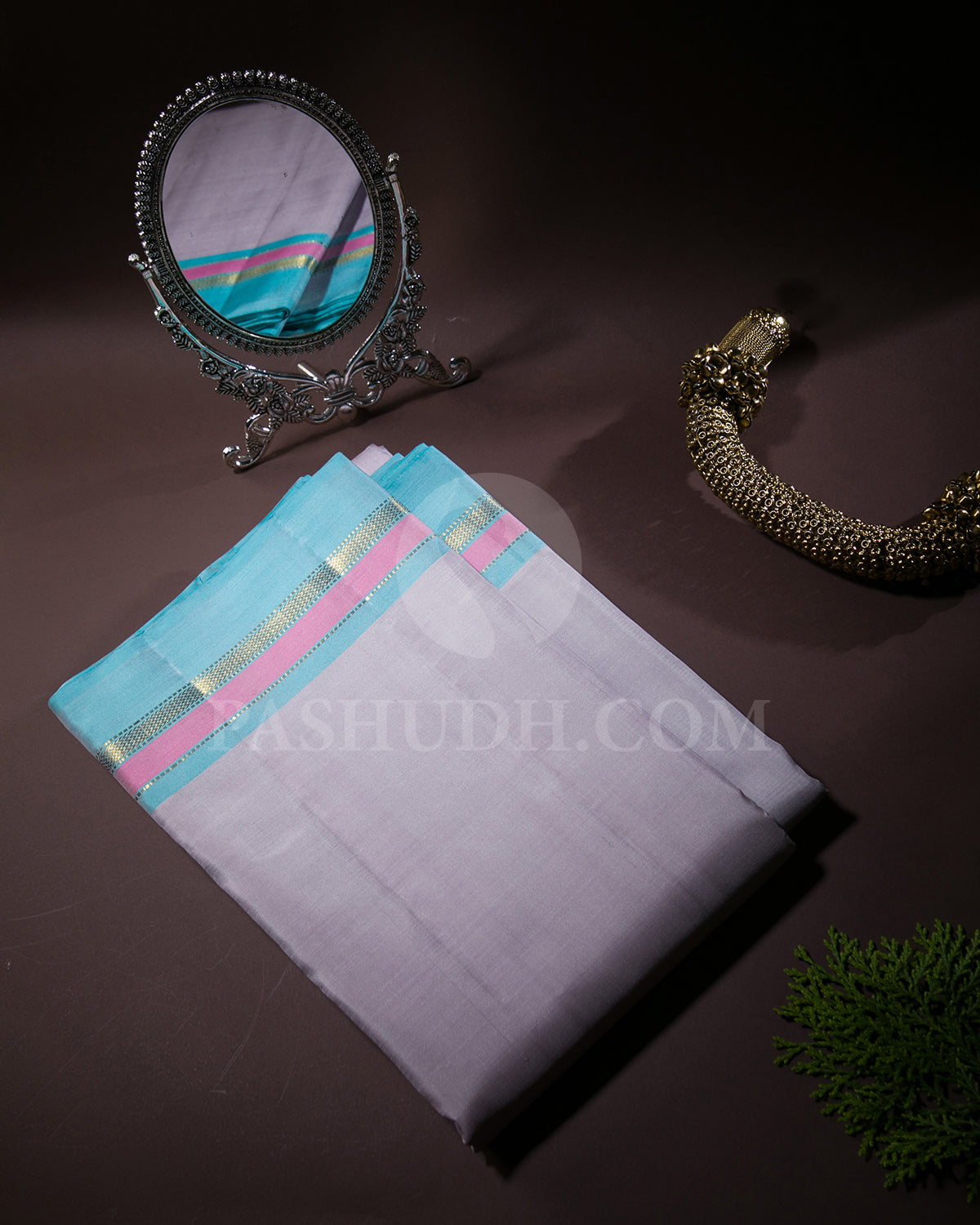 Mauve and Sky Blue Traditional Kanjivaram Silk Saree - SVJ78