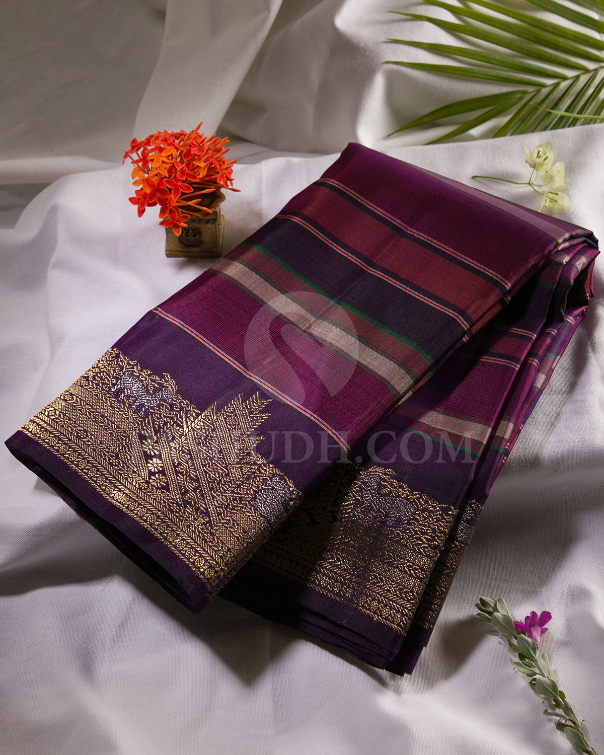 Multicoloured and Navy Blue Kanjivaram Silk Saree - S1331(B)