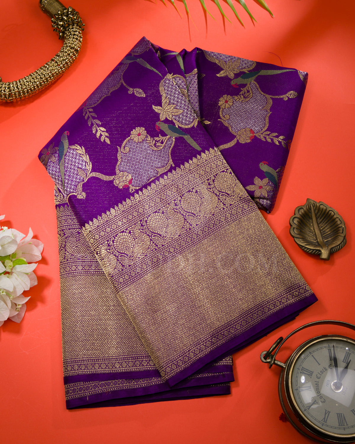 Violet Pure Zari Kanjivaram Silk Saree - P164(A)