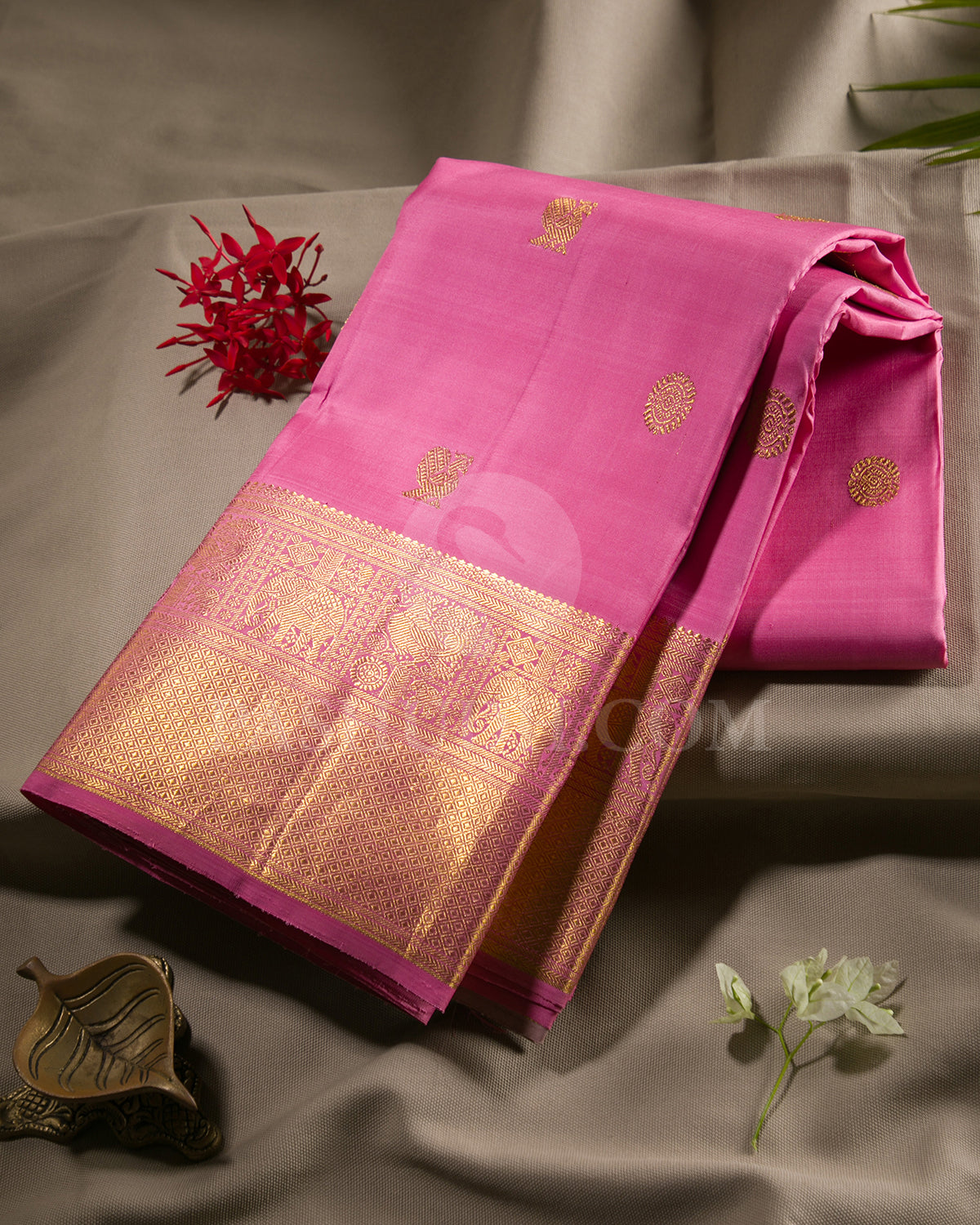 Baby Pink And Taupe Traditional Kanjivaram Silk Saree - SVJ58