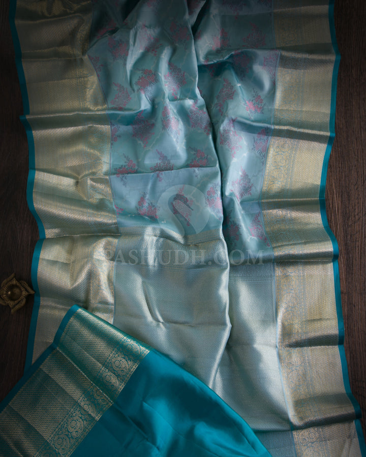 Pastel Sky Blue Kanjivaram Silk Saree - DJ276(A)