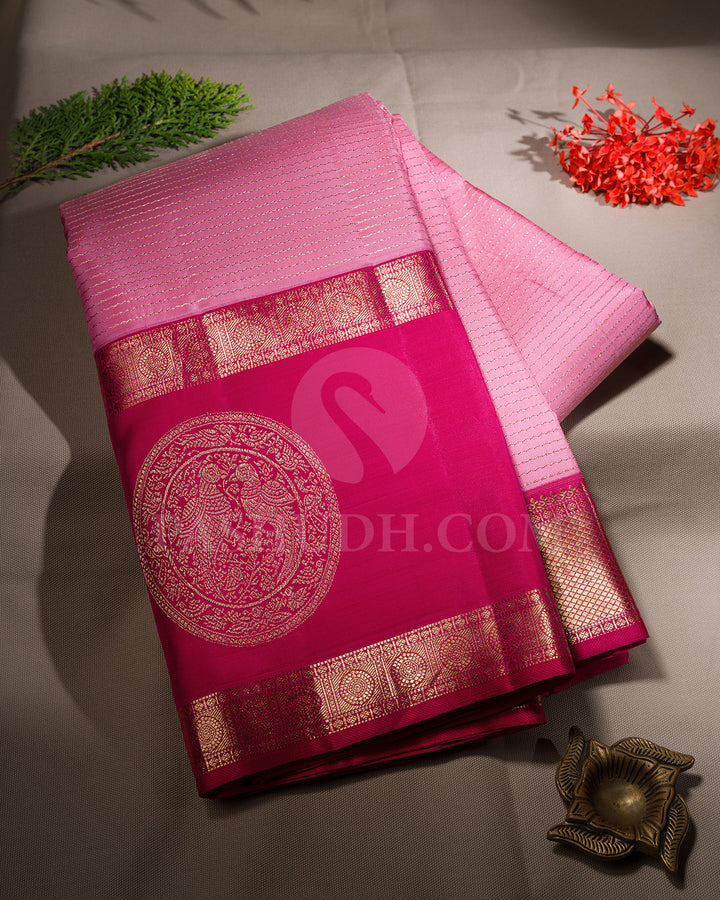 Baby Pink And Rani Pink Kanjivaram Silk Saree - S1392(A)