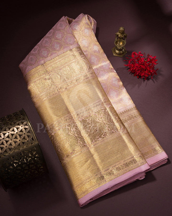 Lace Pink Kanjivaram Silk Saree - BKB17