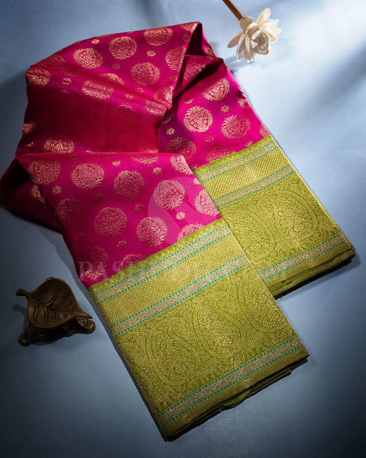 Rani Pink And Parrot Green Kanjivaram Silk Saree - S1071( C )