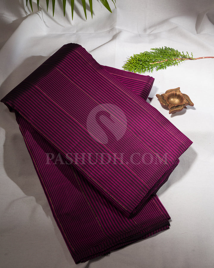 Aubergine And Pink Borderless Kanjivaram Silk Saree - S1378(A)