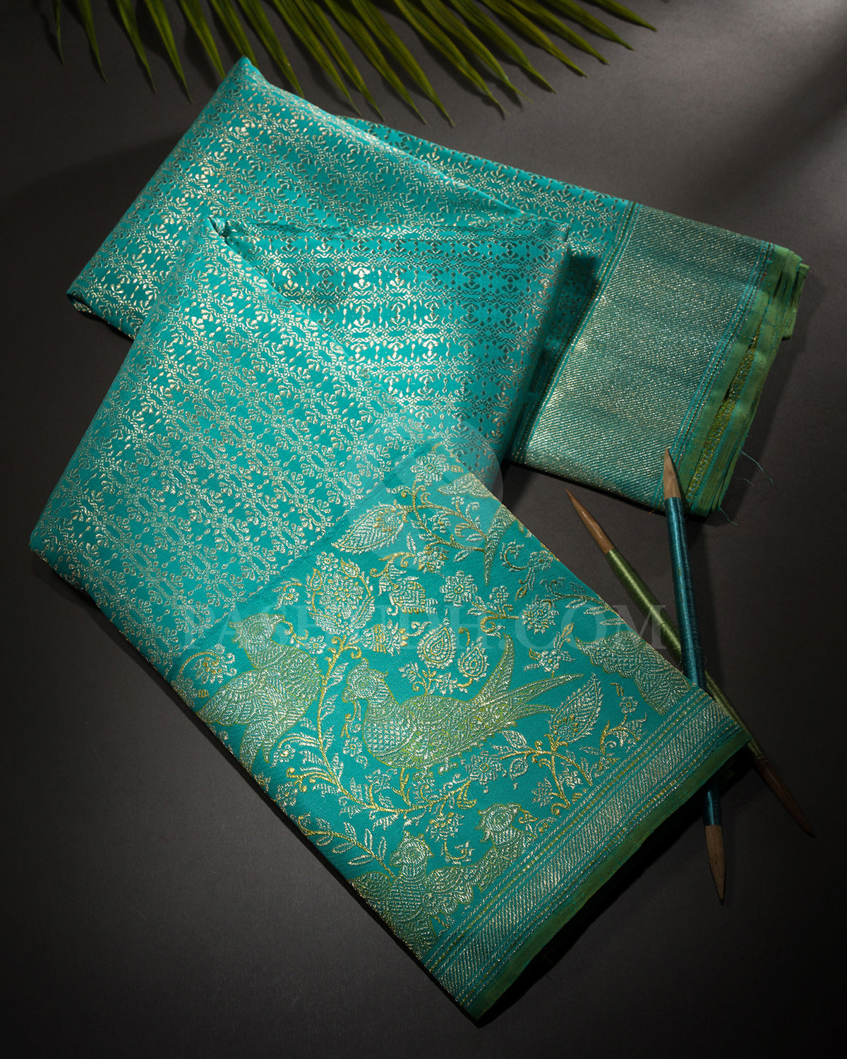 Turquoise Blue Kanjivaram Silk Saree - S1405(B)