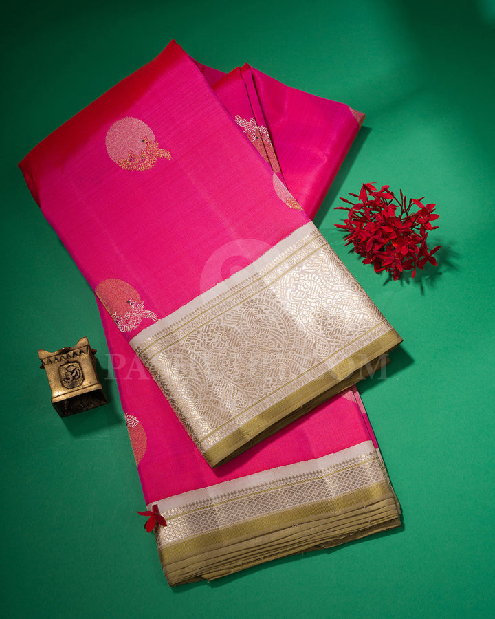 Dual Shaded Pink And Grey Kanjivaram Silk Saree - S1397(A)