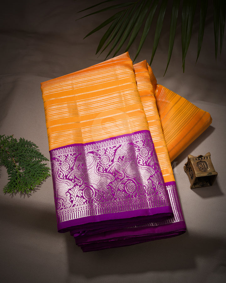 Orange And Violet Kanjivaram Silk Saree - S1222(D)
