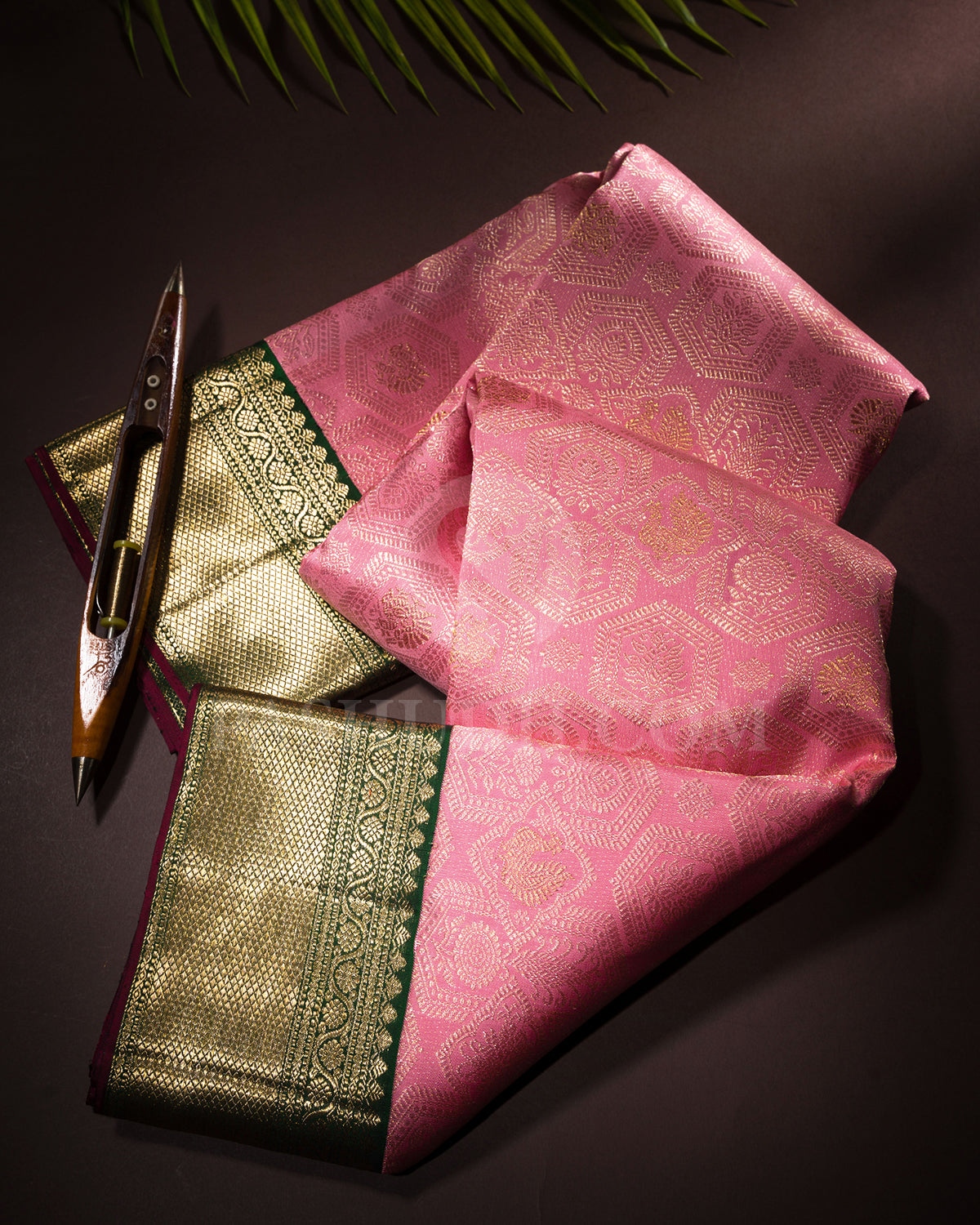 Baby Pink And Bottle Green Kanjivaram Silk Saree - S1408(A)