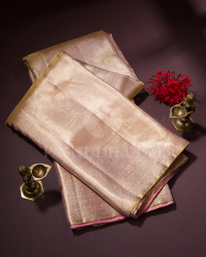 Pink Toned Gold Borderless Tissue Kanjivaram Silk Saree - BKB15