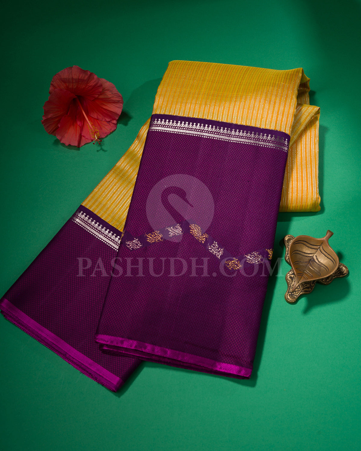 Yellow - Orange And Purple Kanjivaram Silk Saree - S1395(A)