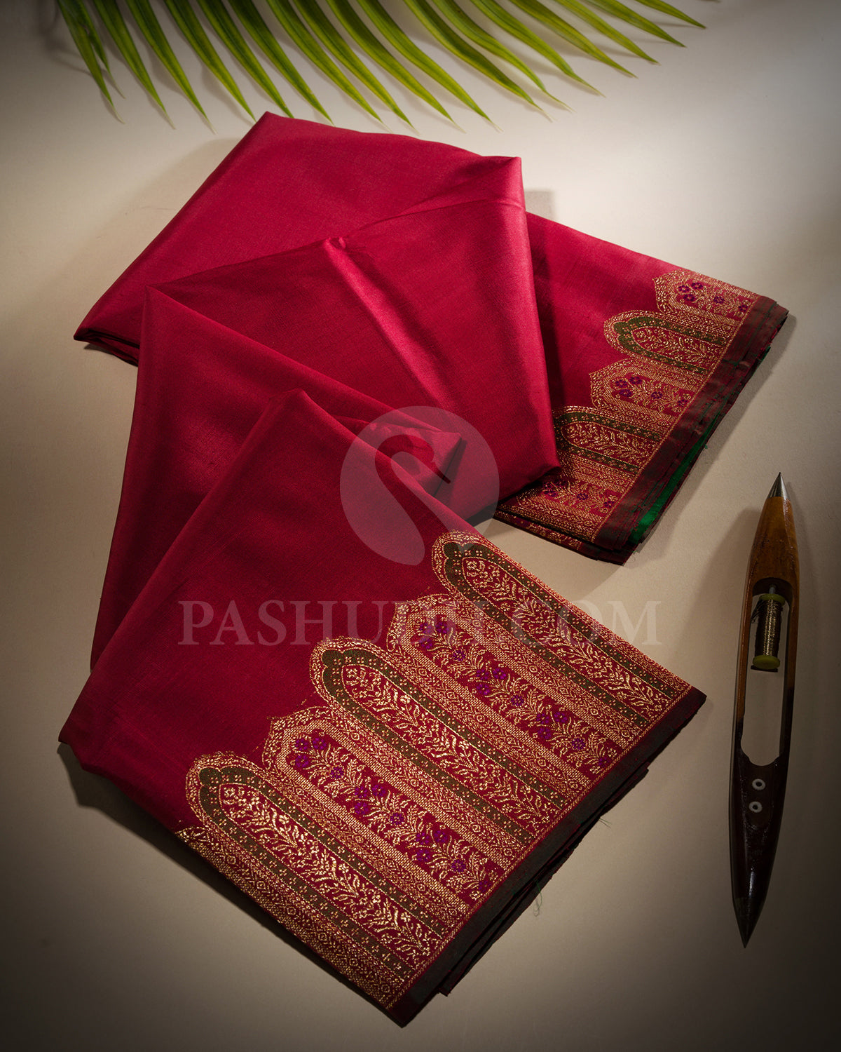 Maroon And Green Kanjivaram Silk Saree - S1386(B)