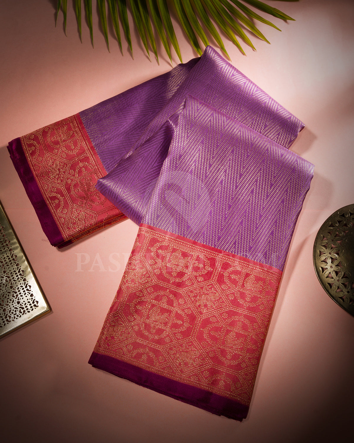 Lavender and Rouge Pink Kanjivaram Silk Saree - S1266(B)