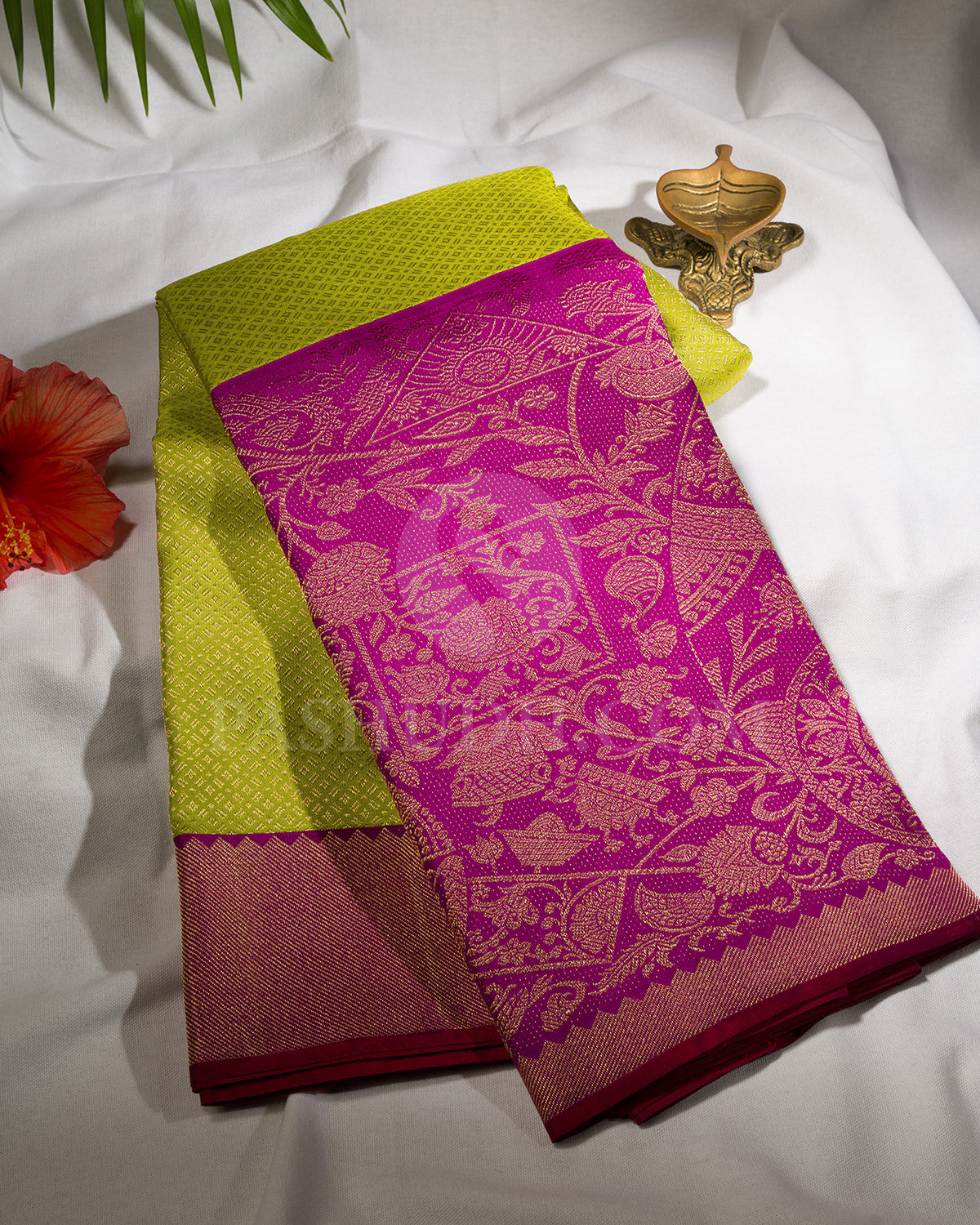 Light Green And Violet  Kanjivaram Silk Saree - S1369(A)