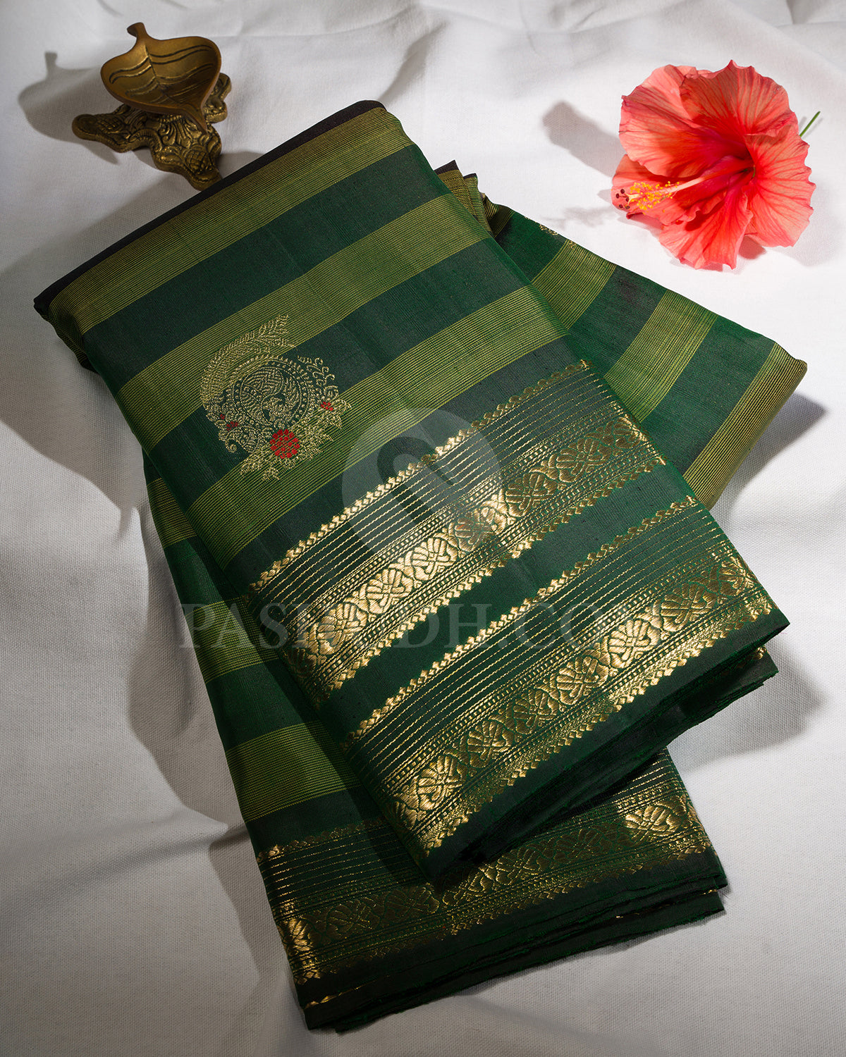 Bottle Green Kanjivaram Silk Saree - S1370( A )