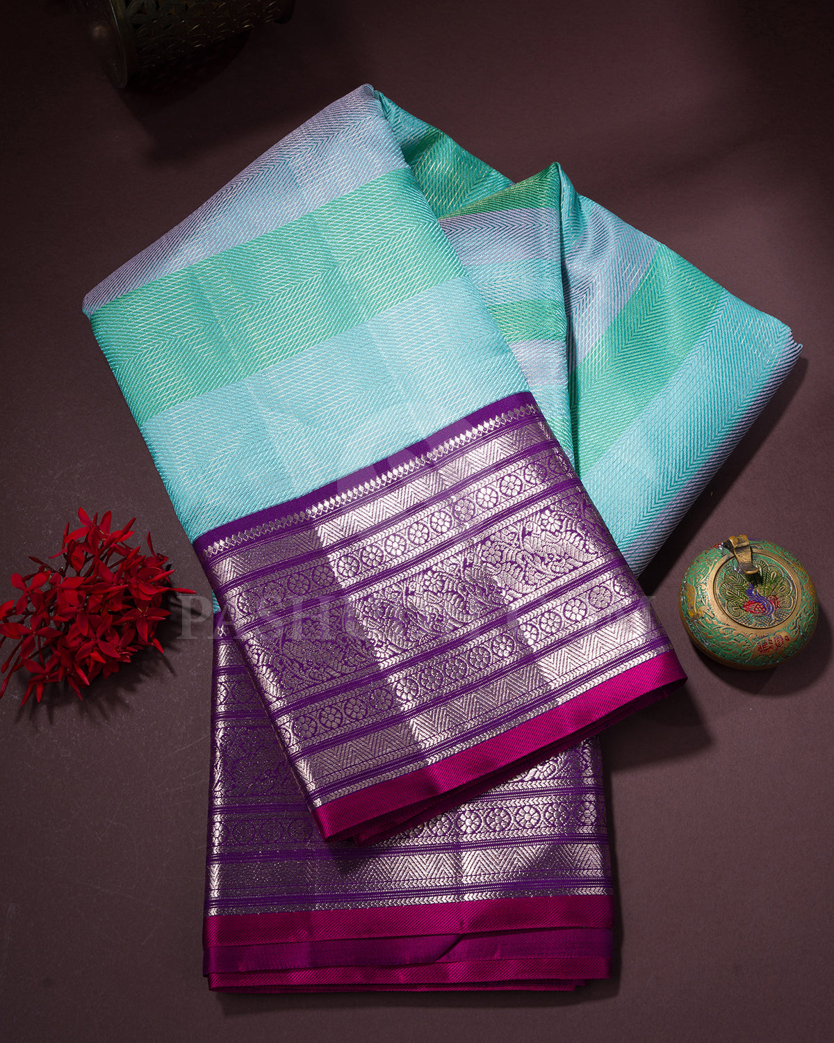 Green, Blue, Pink And Violet Kanjivaram Silk Saree - S1360( C )