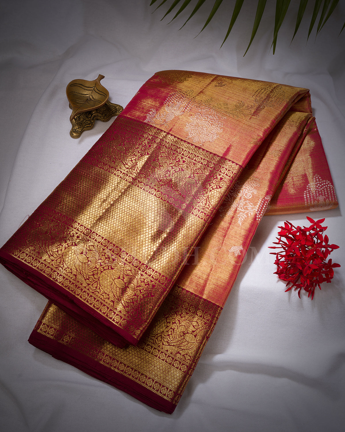 Pink And Aubergine Tissue Kanjivaram Silk Saree - BKB16