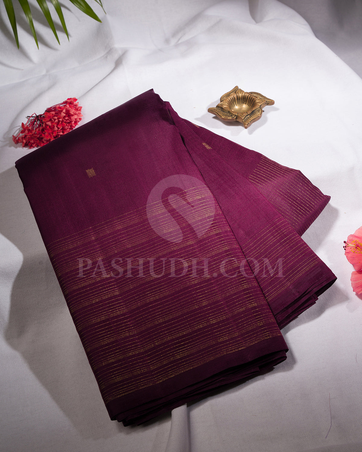 Wine Pure Zari Kanjivaram Silk Saree - P169(A)