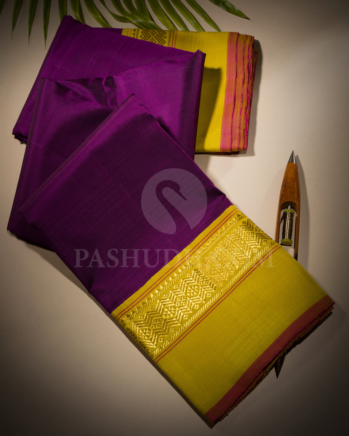 Magenta, Violet and Yellow Kanjivaram Silk Saree - BKF27