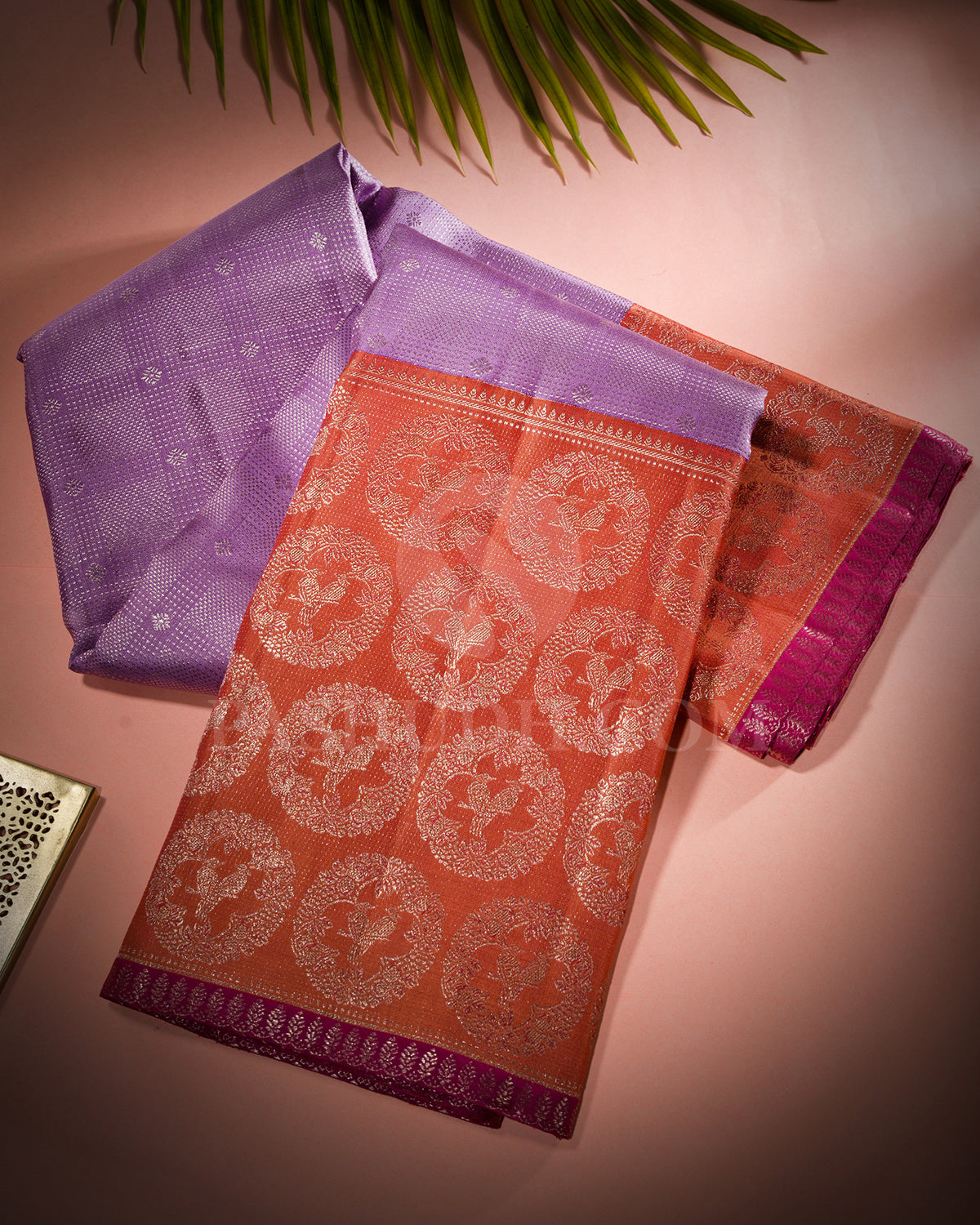 Lavender And Peach Kanjivaram Silk Saree - S1411(A)