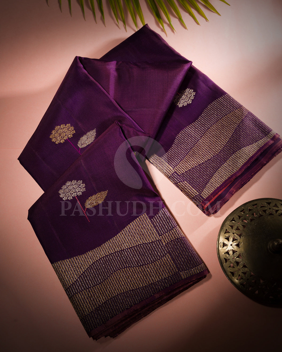 Plum And Peachy Pnk Kanjivaram Silk Saree - S1417(A)