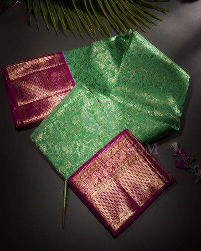 Rexona Green And Rani Pink Kanjivaram Silk Saree - S1151(F)